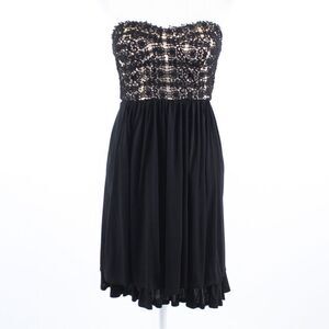 Black beige stretch lace LIL strapless dress 4